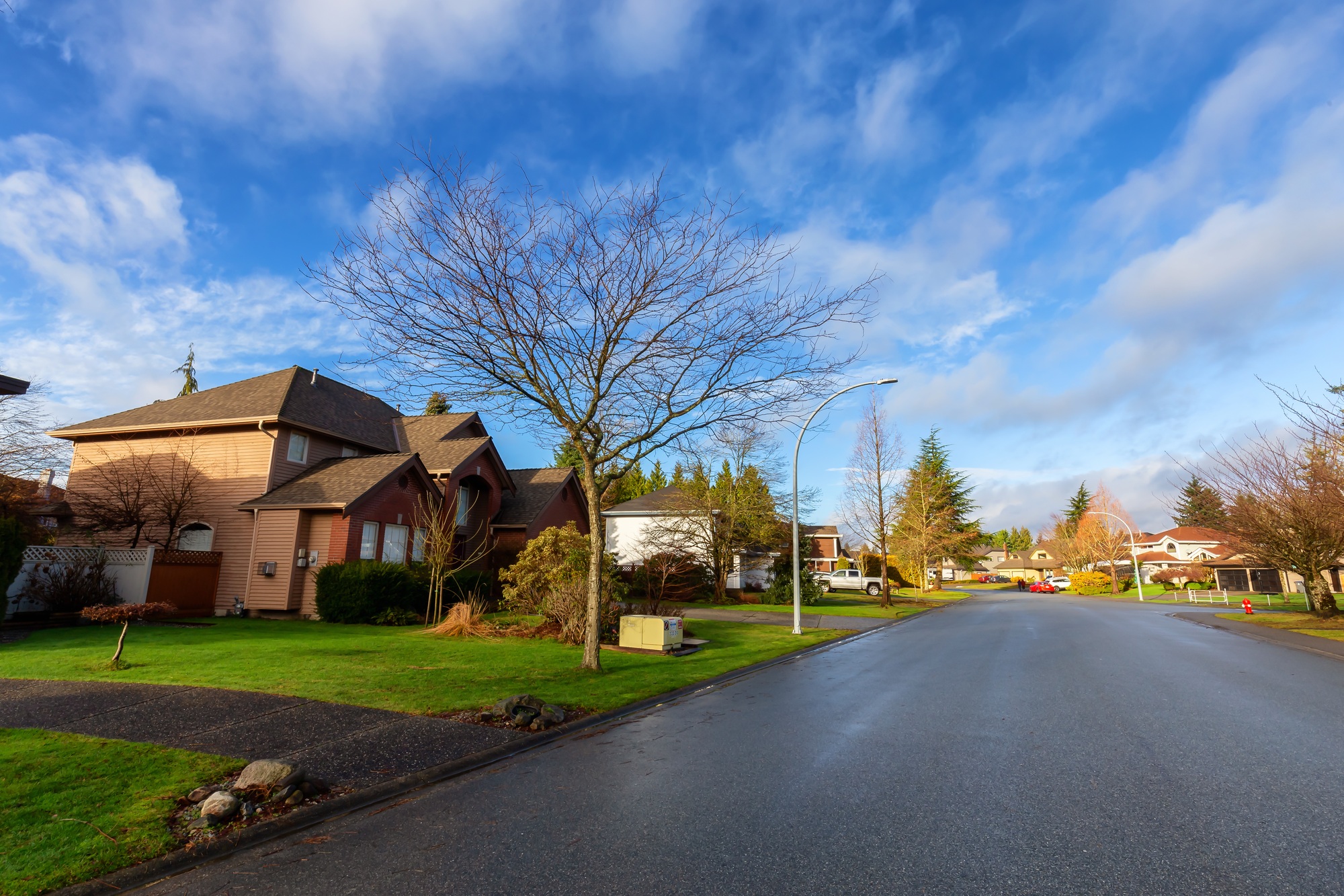 residential suburban neighborhood in the city