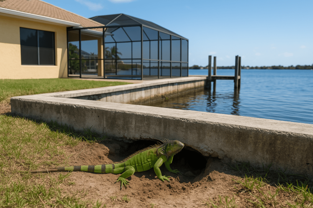 Iguanas Digging Under My Seawall by SoFlo Iguana Pros