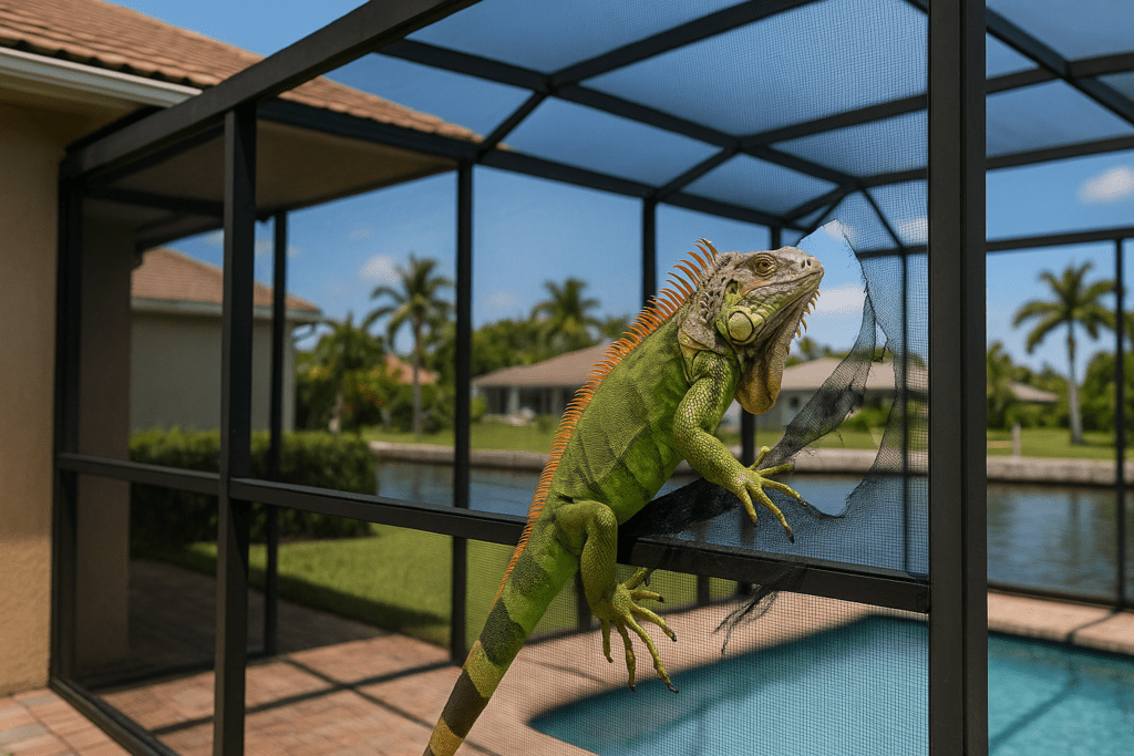 Iguanas Tearing My Pool Screen by SoFlo Iguana Pros